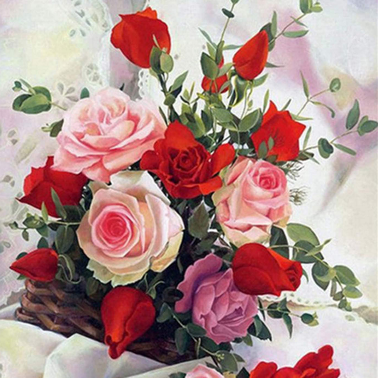 Pink Rose Flower  | Full Round Diamond Painting Kits