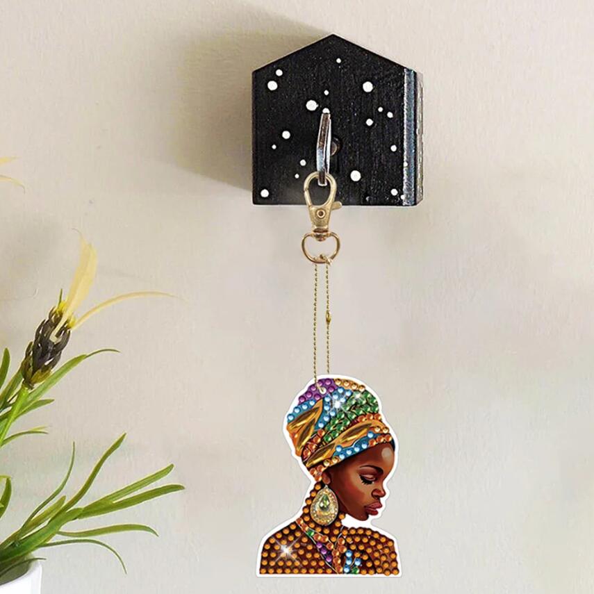 6 pcs DIY Diamond Painting Keychain  | Black person