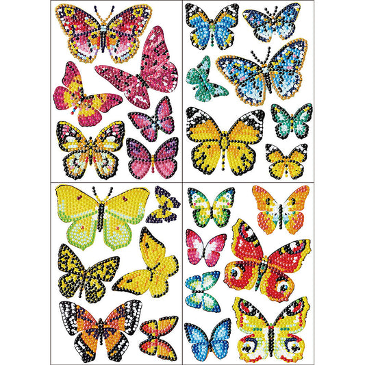 4pcs/pack Round Diamond Painting Stickers Wall Sticker | Butterfly