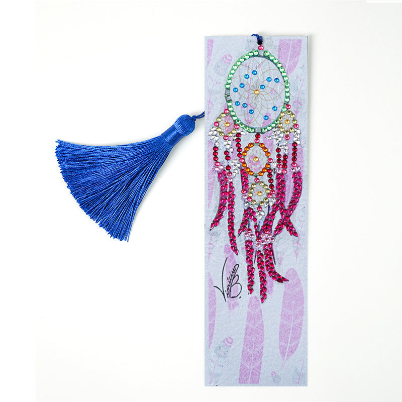 DIY Special Shaped Diamond Painting Leather Tassel Bookmark | Dreamcatcher