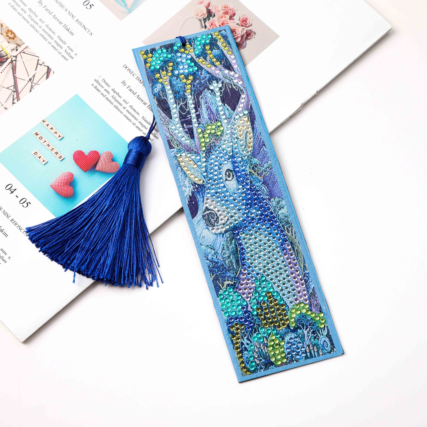 DIY Special Shaped Diamond Painting Leather Tassel Bookmark | Deer