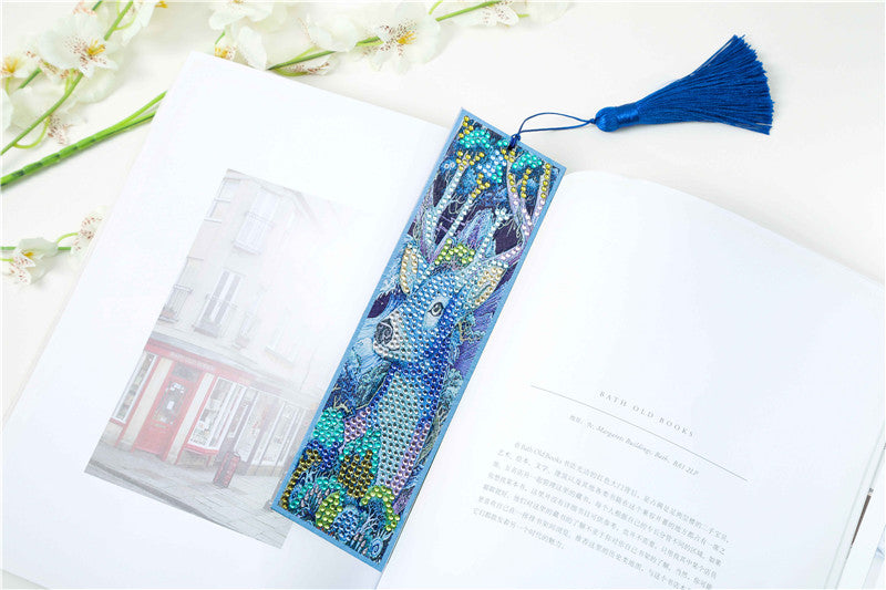 DIY Special Shaped Diamond Painting Leather Bookmark Tassel | Deer