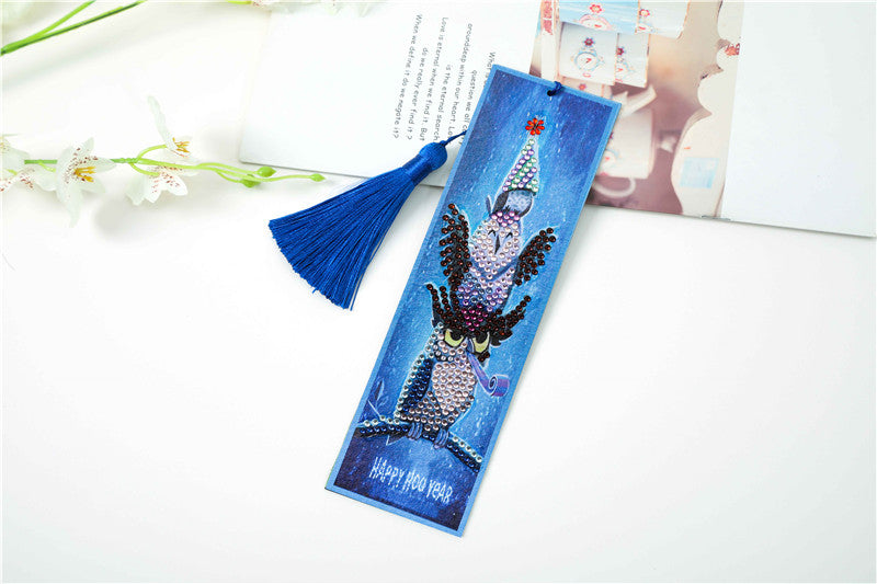 DIY Special Shaped Diamond Painting Leather Bookmark Tassel | Owl