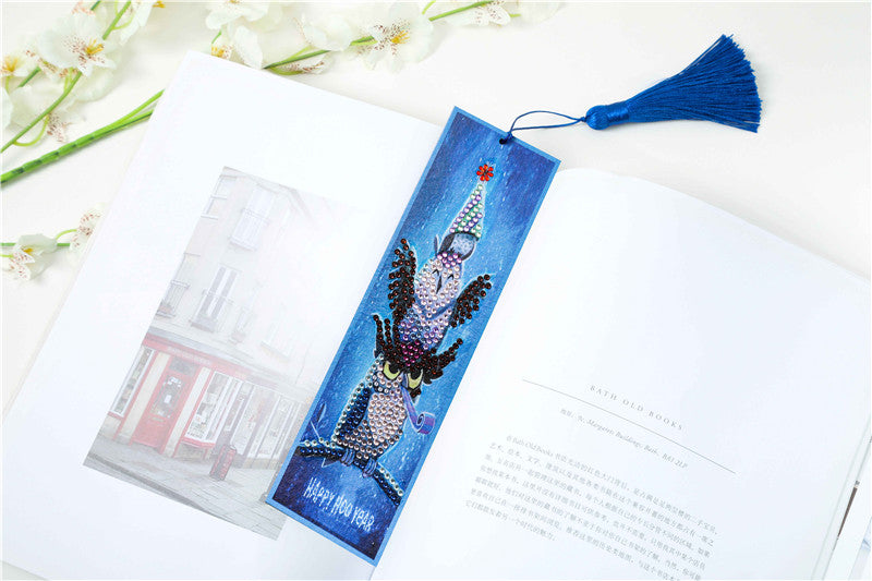 DIY Special Shaped Diamond Painting Leather Bookmark Tassel | Owl