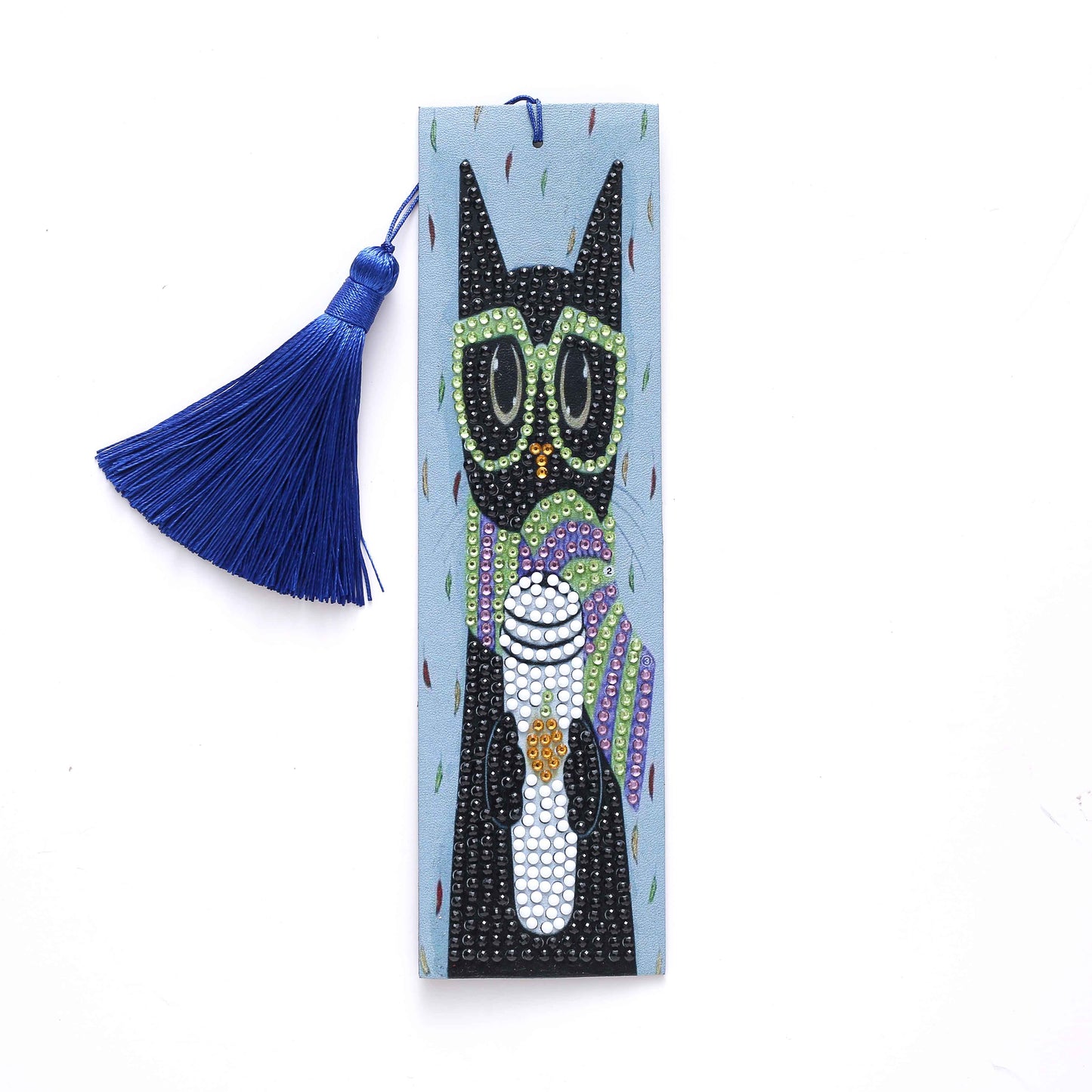 DIY Glasses cat Special Shaped Diamond Painting Leather Bookmark Tassel