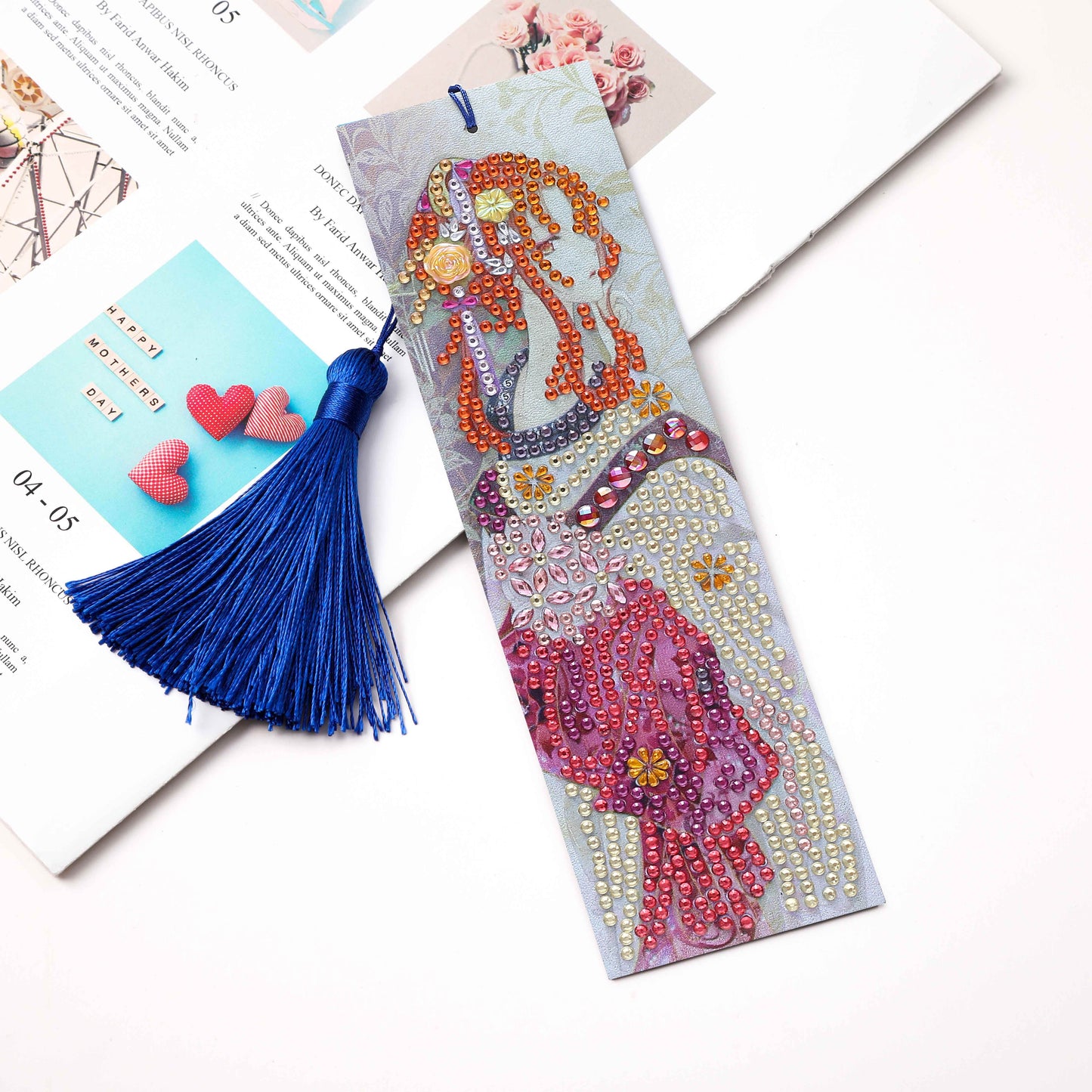 DIY Beauty Special Shaped Diamond Painting Leather Bookmark Tassel