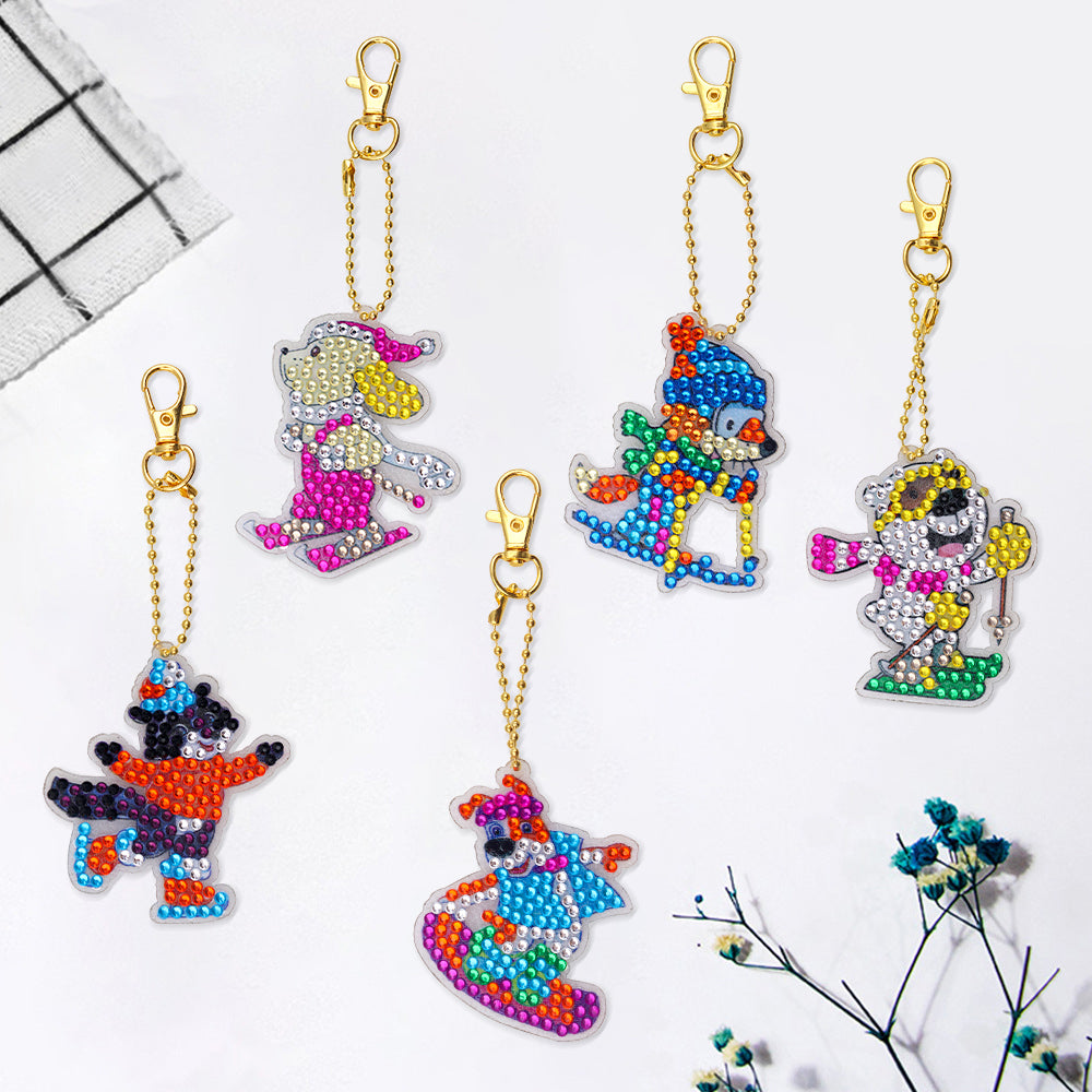 Blingbling's Keychain | Skating Animals | Five Piece Set