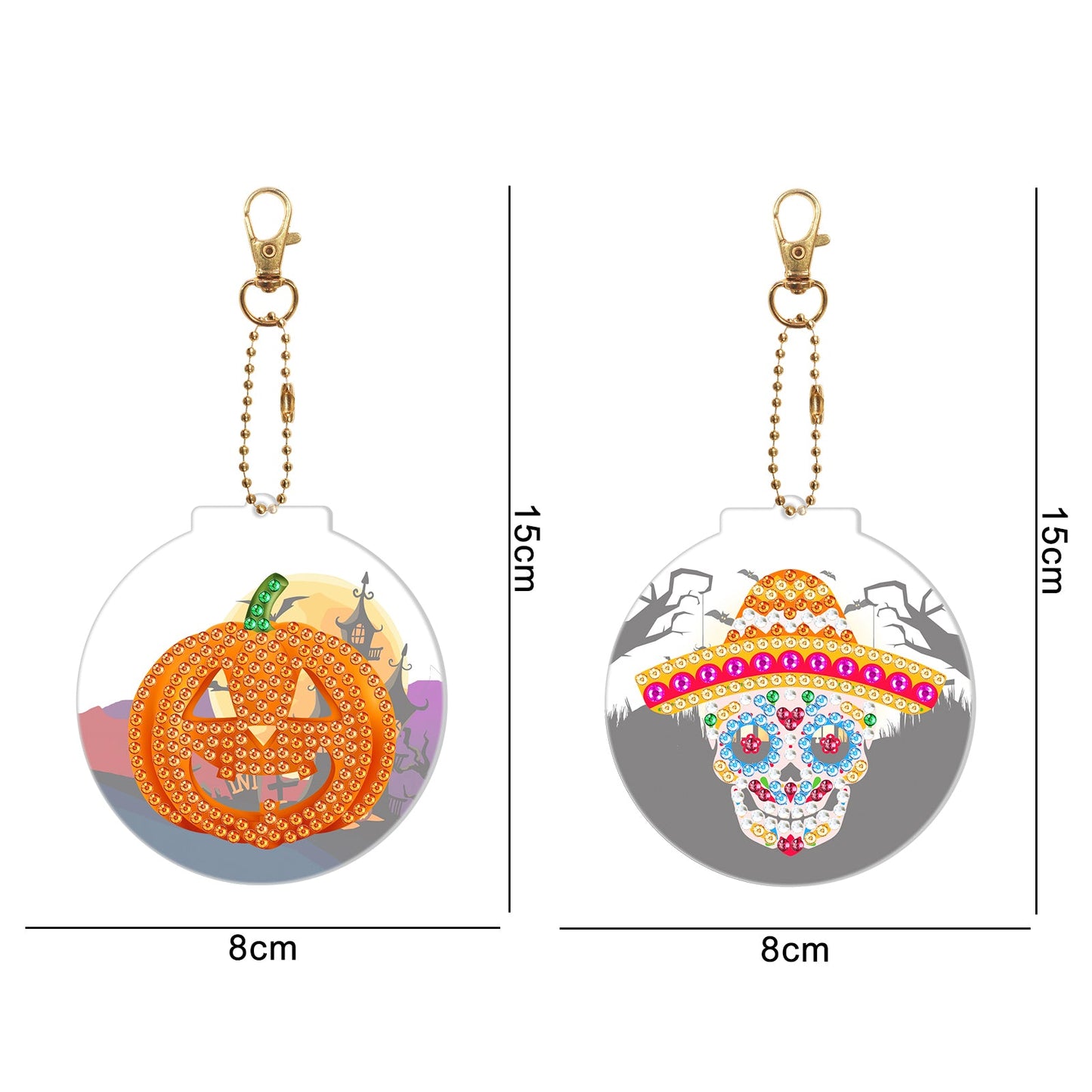 DIY keychain | Pumpkin Skull | Two Piece Set