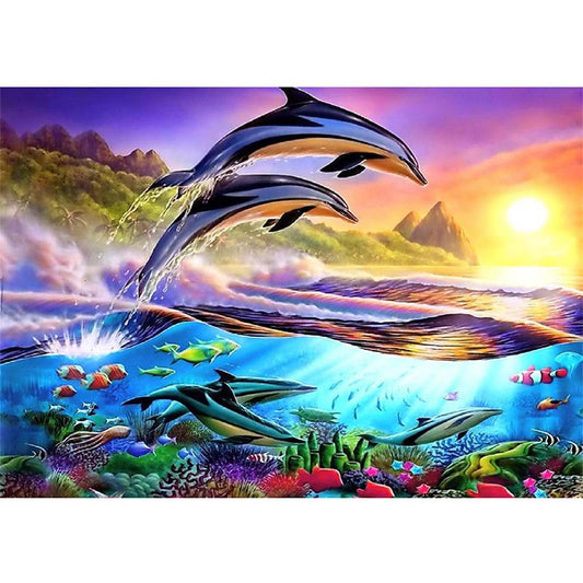 Dolphin Seascape  | Full Round Diamond Painting Kits