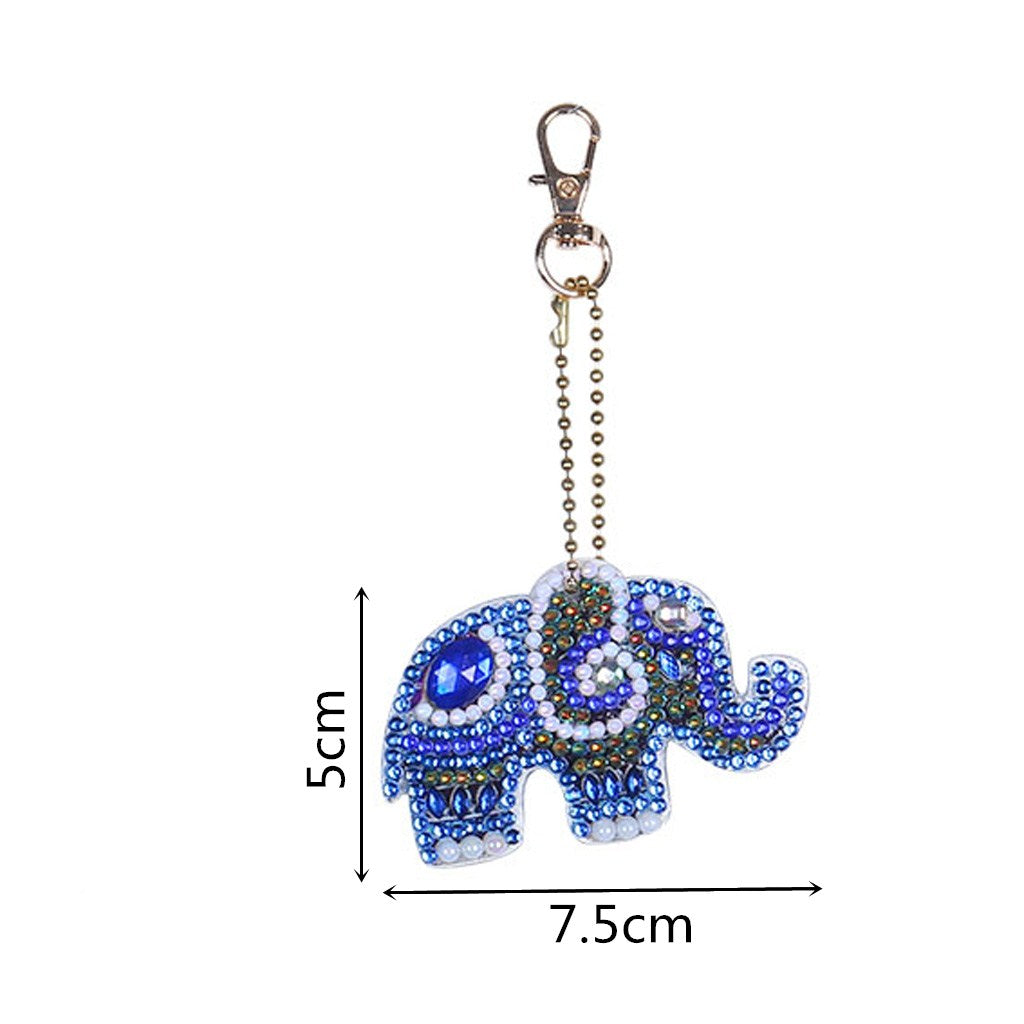 5pcs DIY Elephant Sets Special Shaped Full Drill Diamond Painting Key Chain with Key Ring Jewelry Gifts for Girl Bags