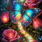 AB Diamond Painting Kit |Butterfly Flower