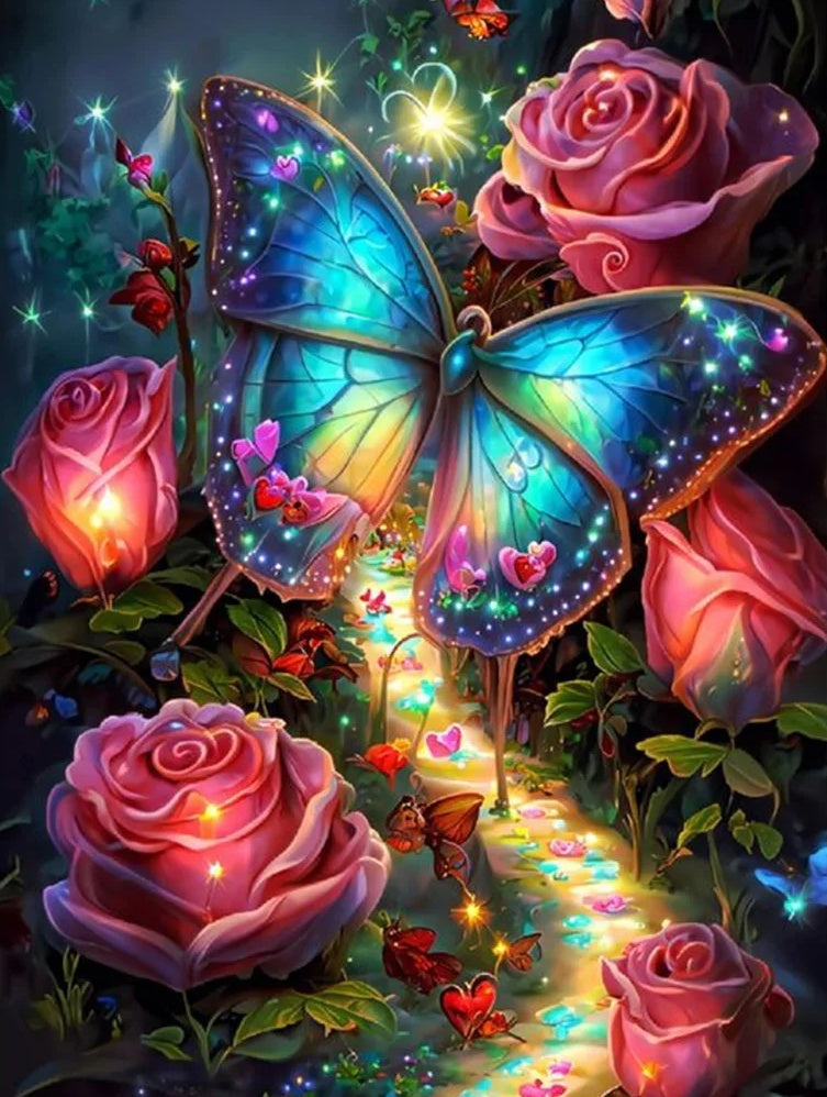 AB Diamond Painting Kit |Butterfly Flower