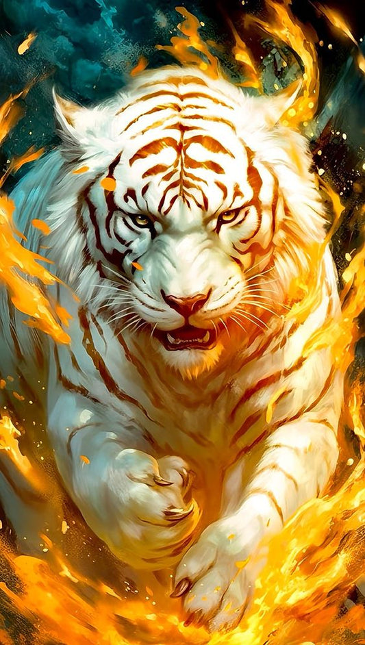 Diamond Painting -  Blazing White Tiger