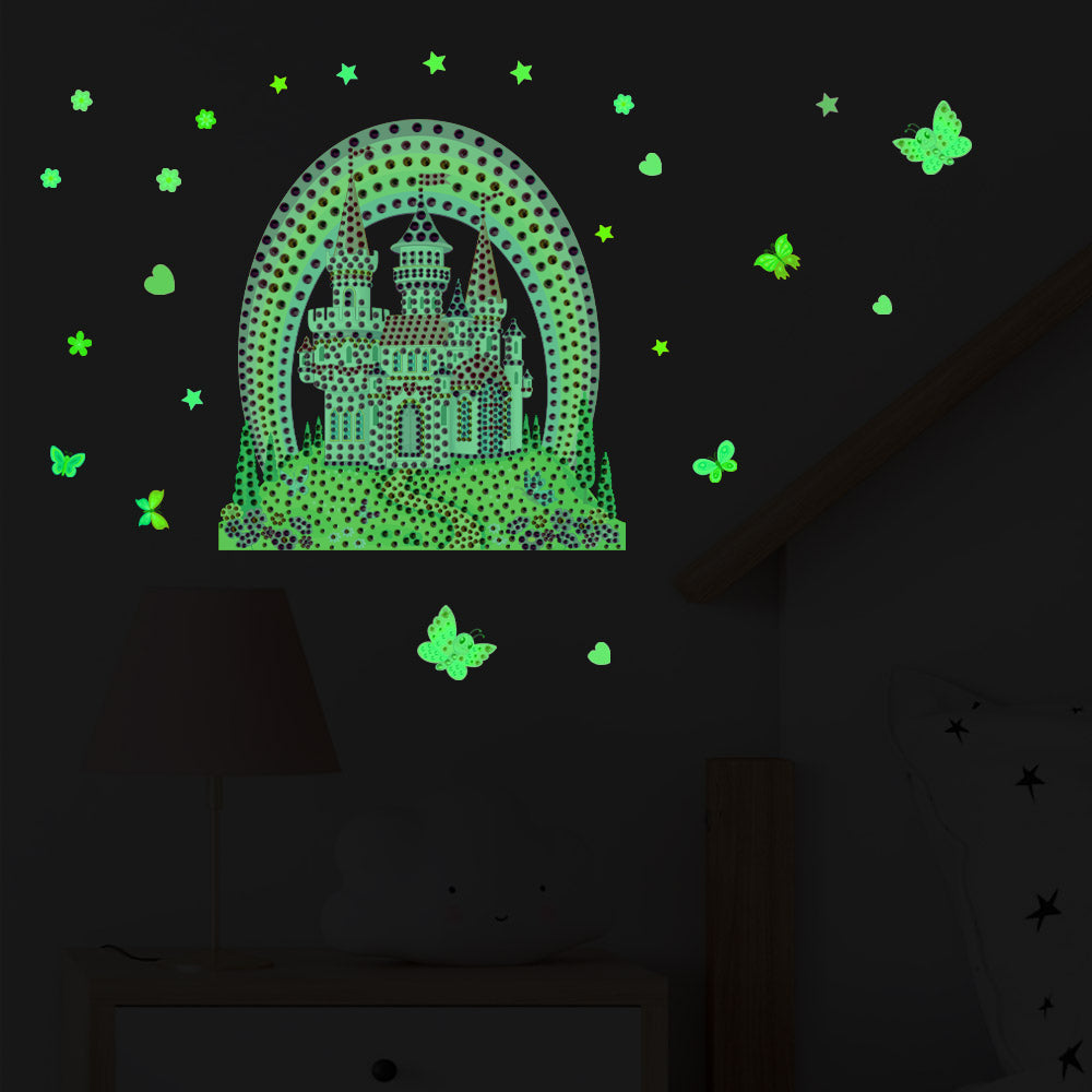 25pcs DIY Round Diamond Painting Luminous Stickers Wall Sticker | Castle