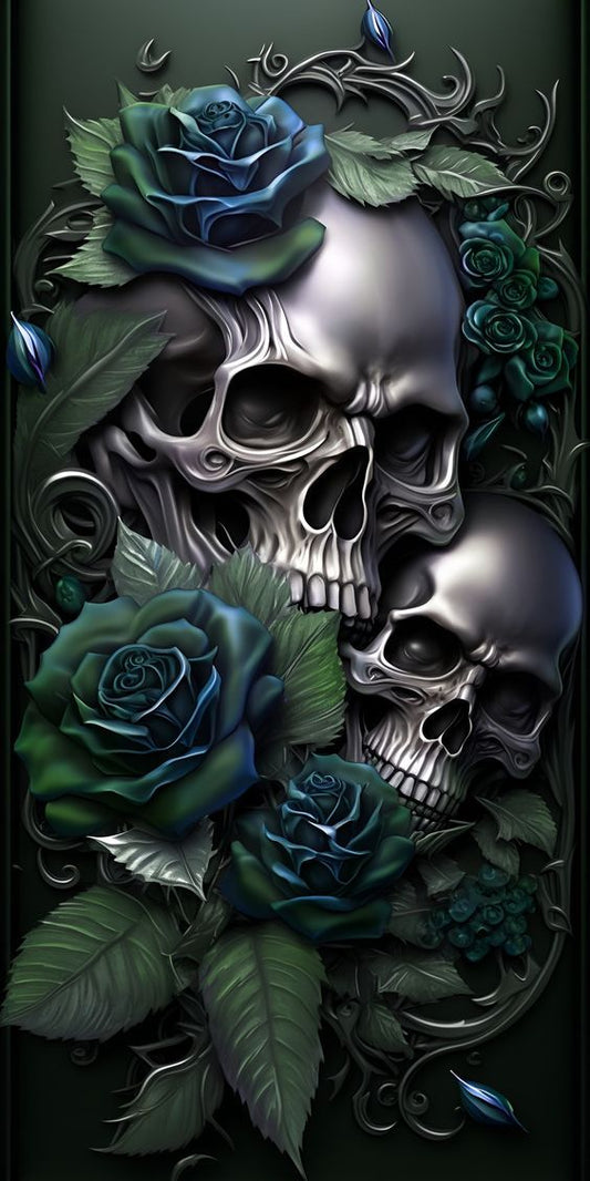 AB Diamond Painting  |  Green Rose Skull
