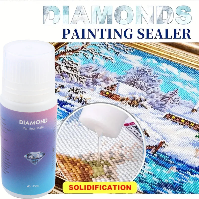 Diamond Painting Tool Sealer, Scdom 60ML Fast Drying Diamond Painting Glue with Sponge Head