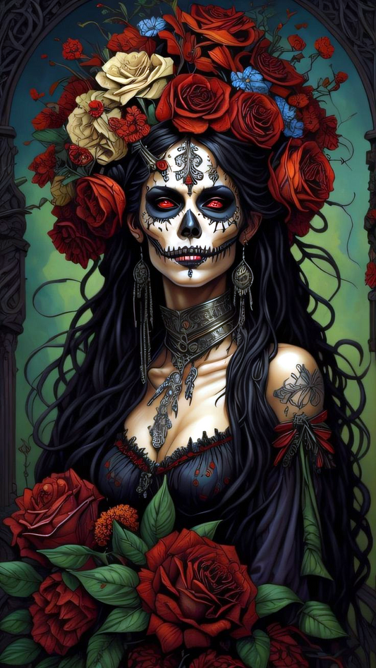 AB Diamond Painting    |  Rose Skull Beauty