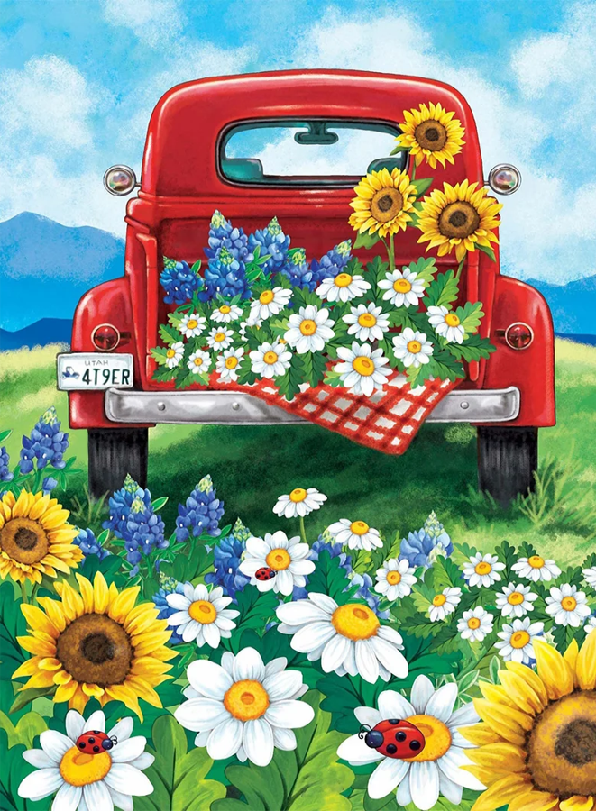 AB luxurious polyester cloth diamond Painting Kits | car full of flowers