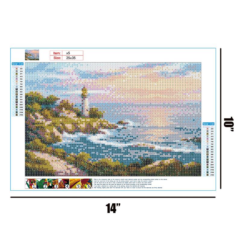 Lighthouse By The Sea  | Full Round Diamond Painting Kits